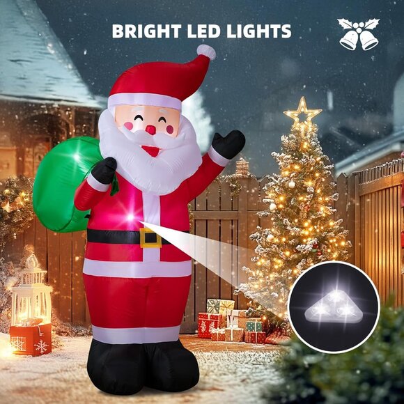 🆕6FT Christmas Inflatable Blow up Santa Claus Carrying Gift Outdoor Decoration - Picture 6 of 10